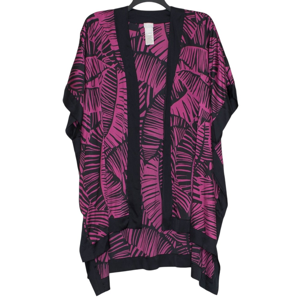 Chicos Travelers Kimono Tropical Resort Vacation Beach Cover Up Lightweight L/XL